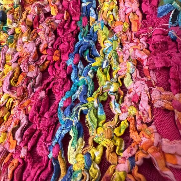 Sandy Starkman Sz L Funky Maximalist Colorful Y2K Woven Ribbon Textile Jacket - Picture 9 of 9